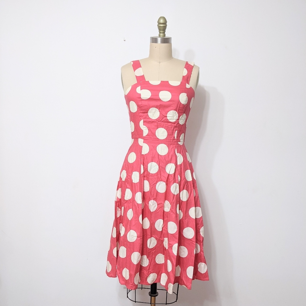 (23) vtg laura ashley english pretty in pink polka dot tea dress